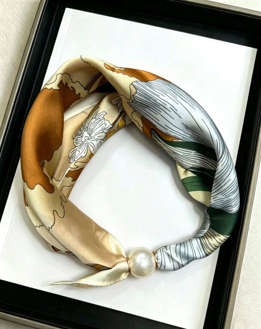 The Pearl Tie Scarf: Beige