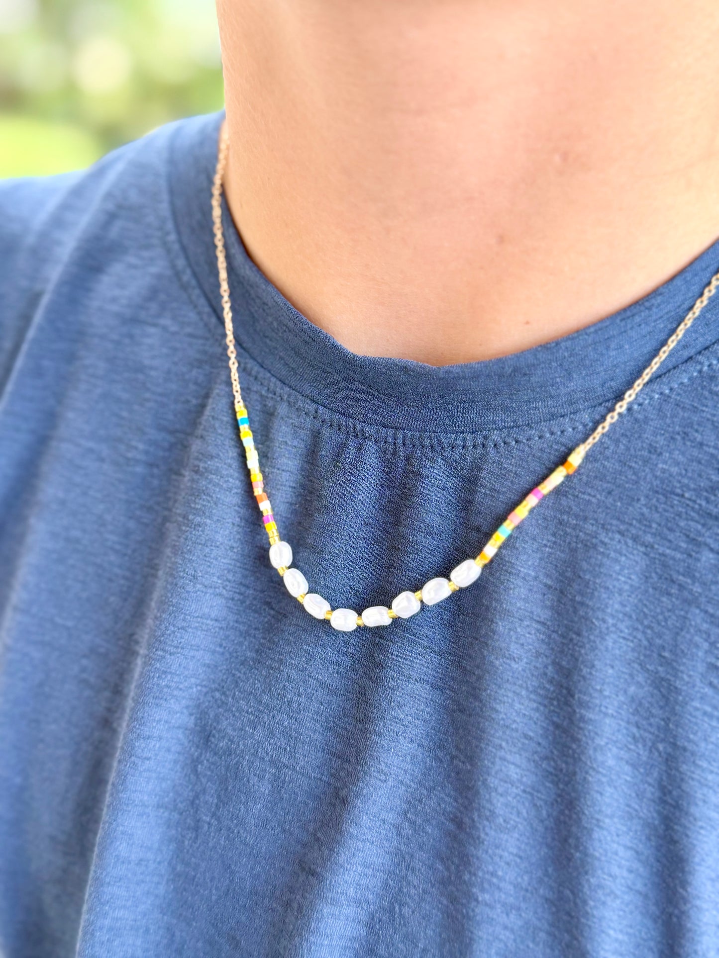 Colorful Pearl & Bead Necklace