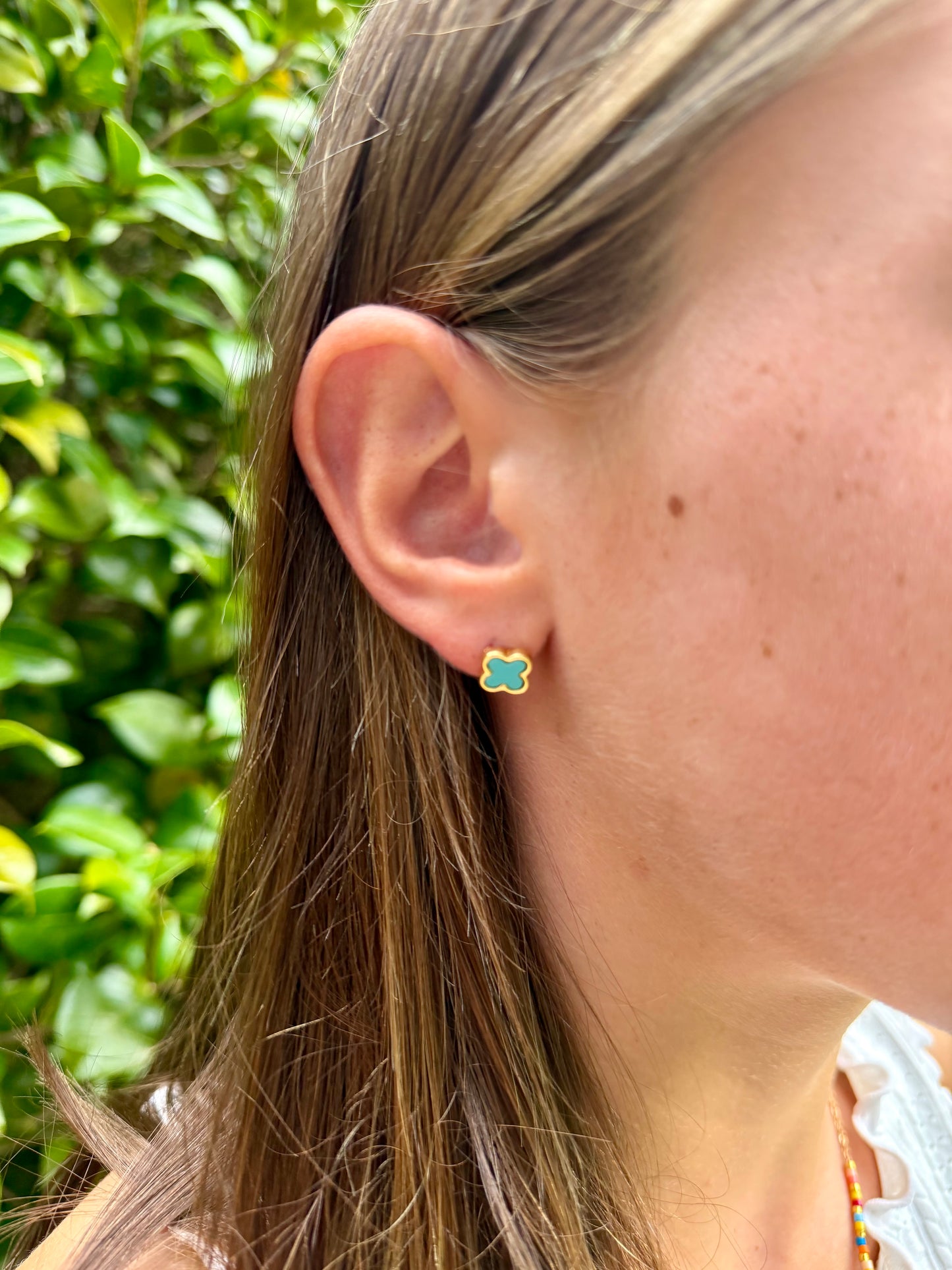 Turquoise Clover Studs
