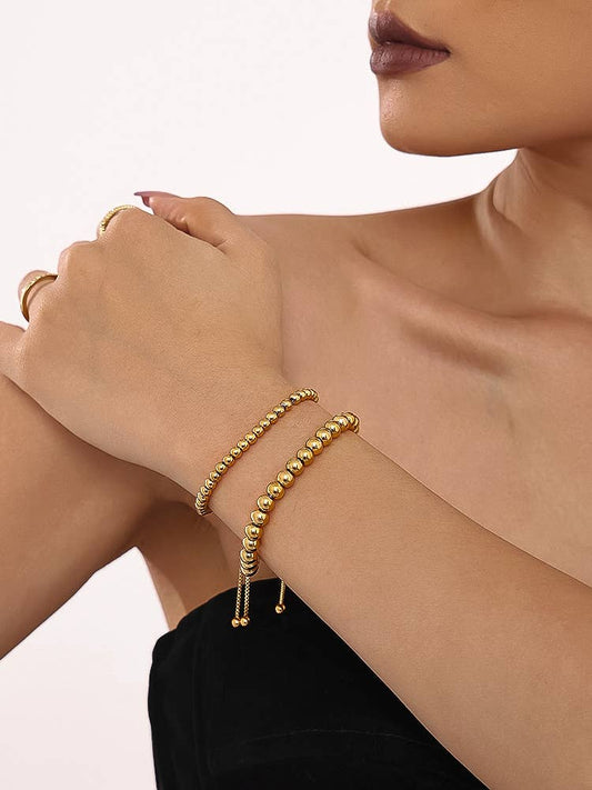 Liliane 18K Gold Non-Tarnish Beaded Bracelet : Yellow Gold / Liliane-Gold-M