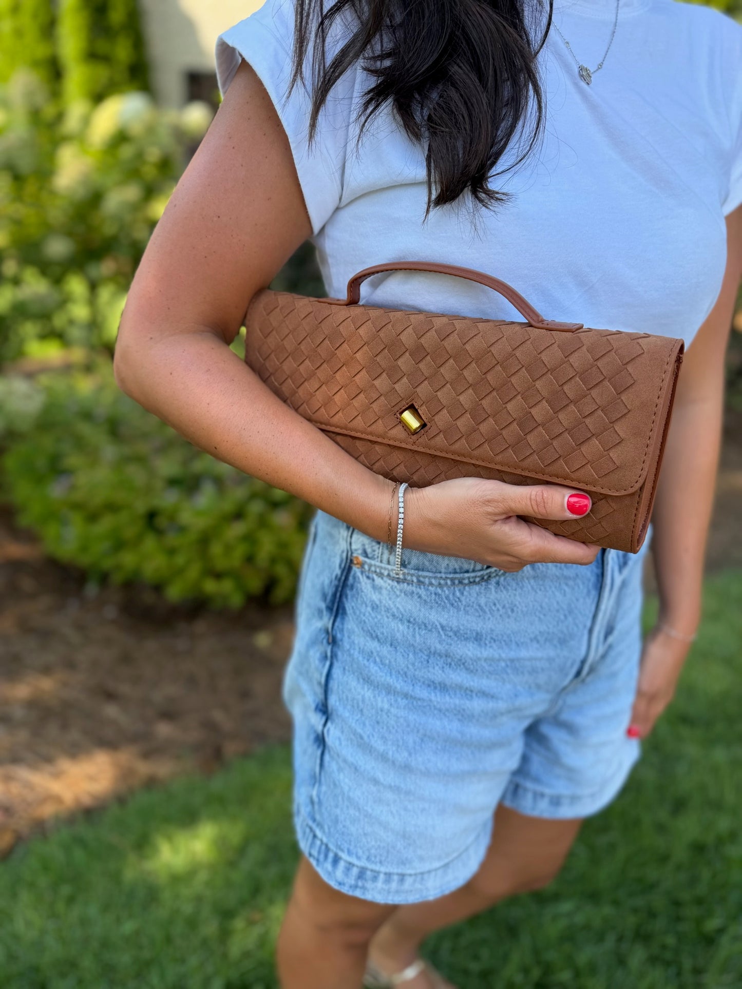 Suede Clutch - tan