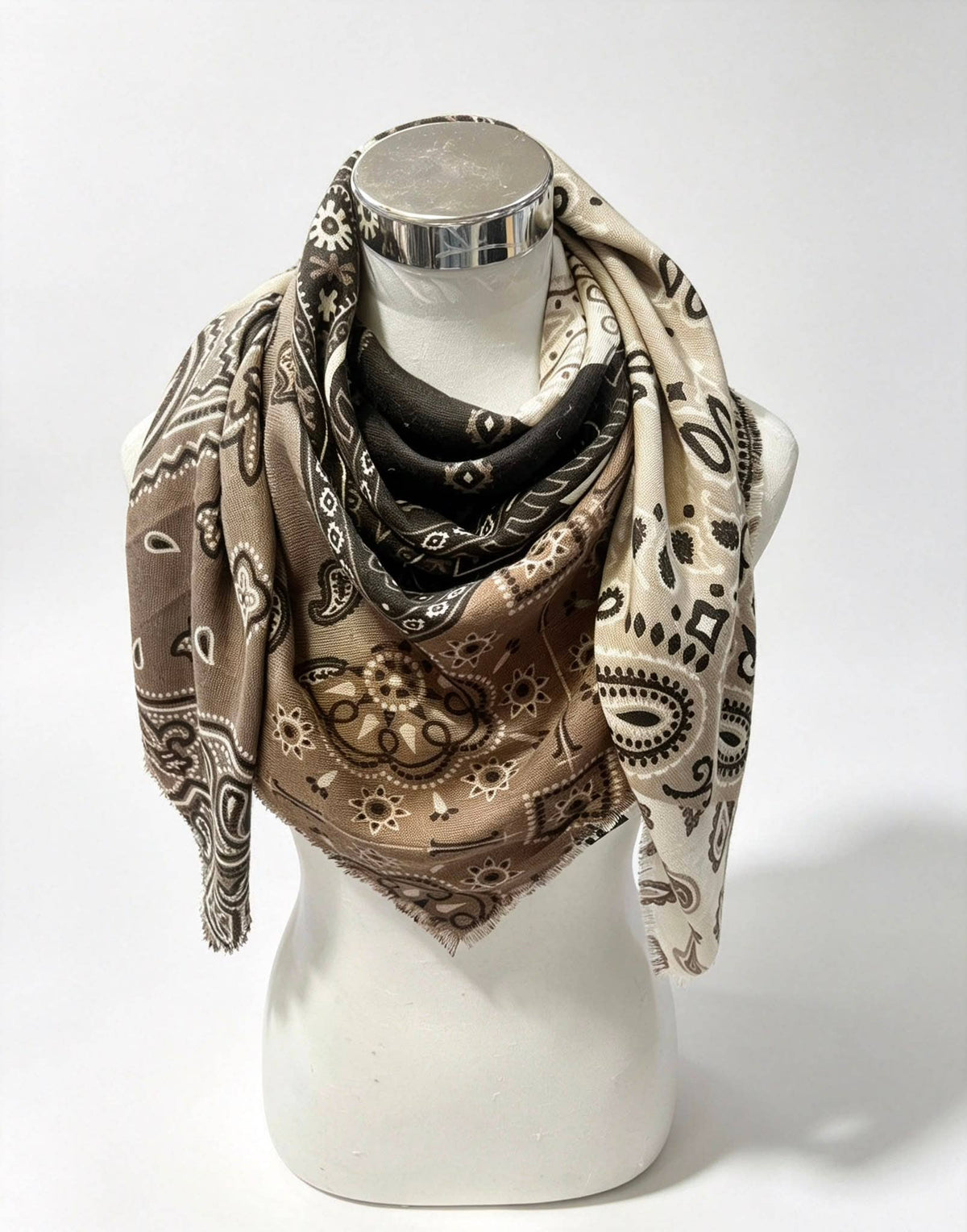 Two Tone Bandana Scarf: Beige