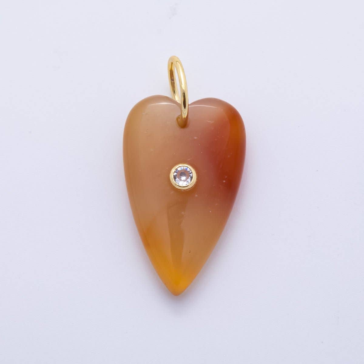 Long Heart Gemstone Charm: Carnelian
