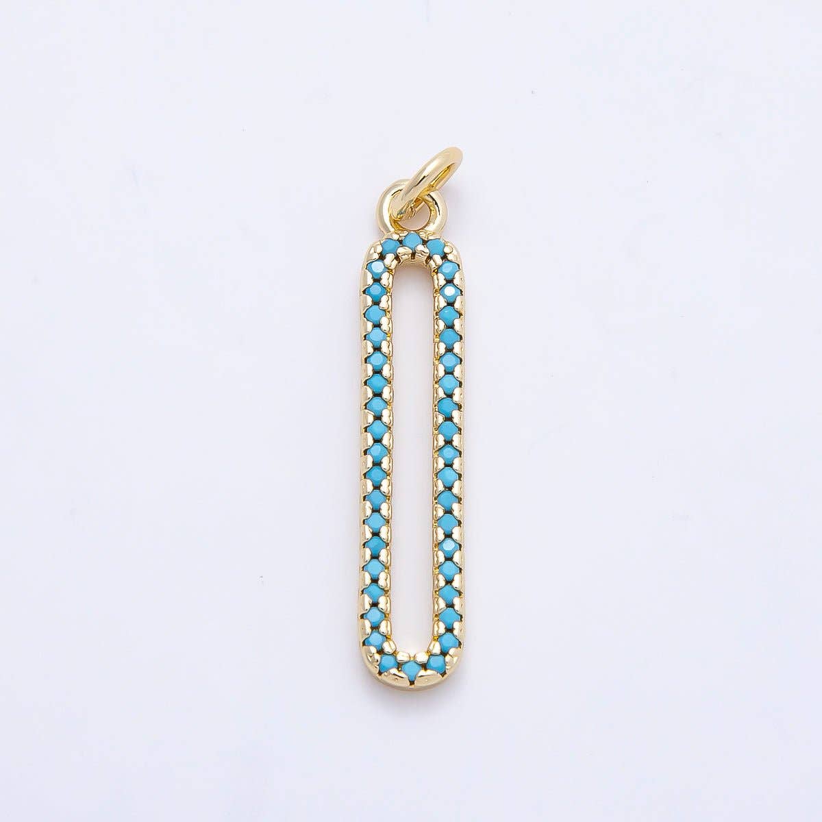 Turquoise Micro Paved Open Oblong Charm