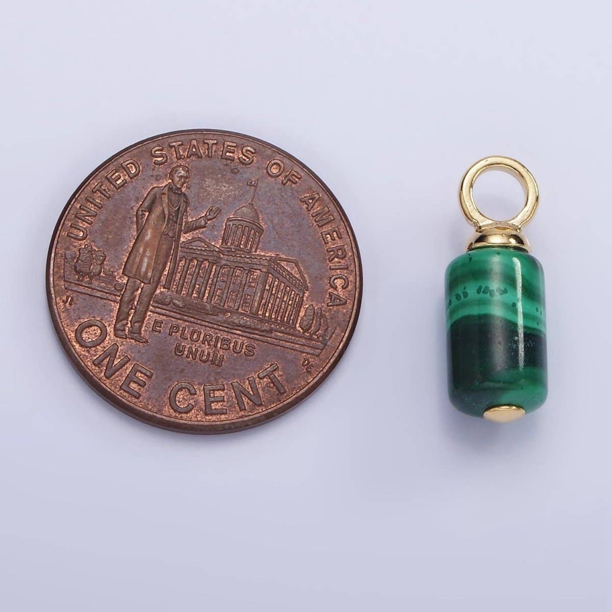 Malachite Gemstone Tube Drop Charm