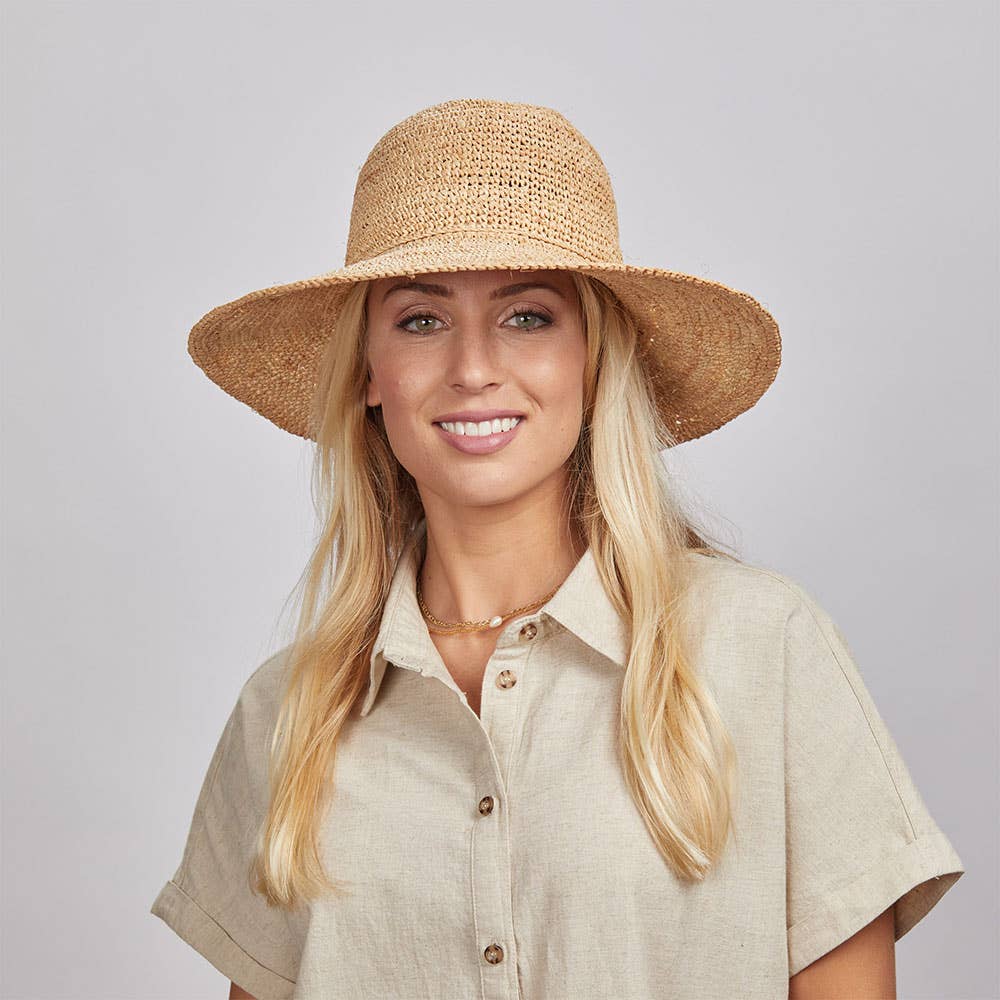 Crochet Raffia Sun Hat - Style Nova: Natural