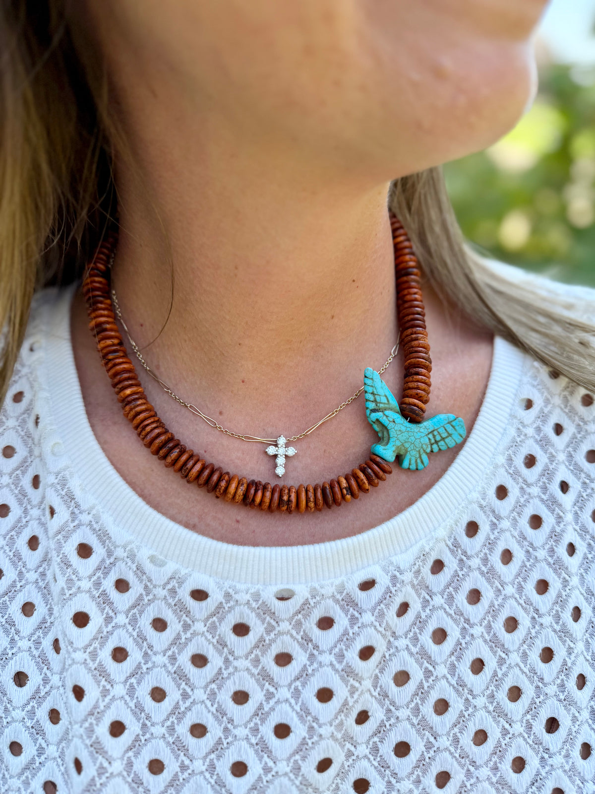 Brown & Turquoise Flight Necklace