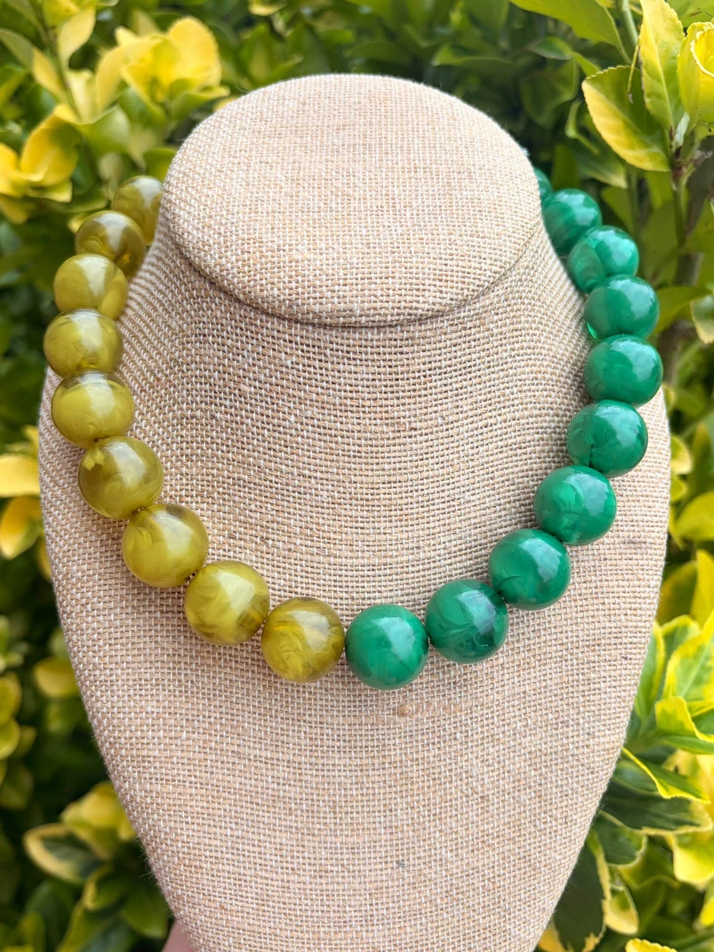 Double Duo Green Bauble Necklace
