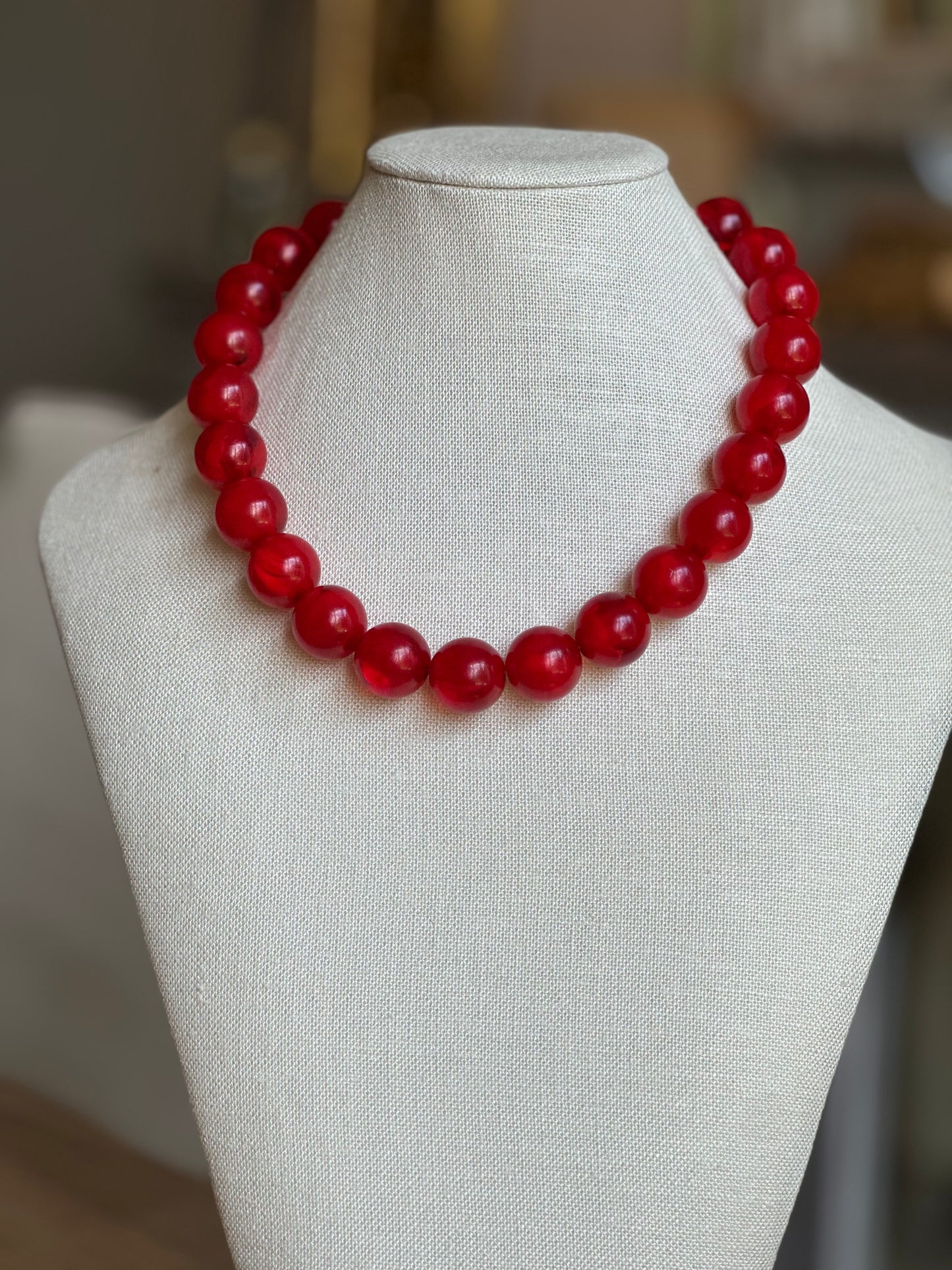 Bright Red Bubble Necklace