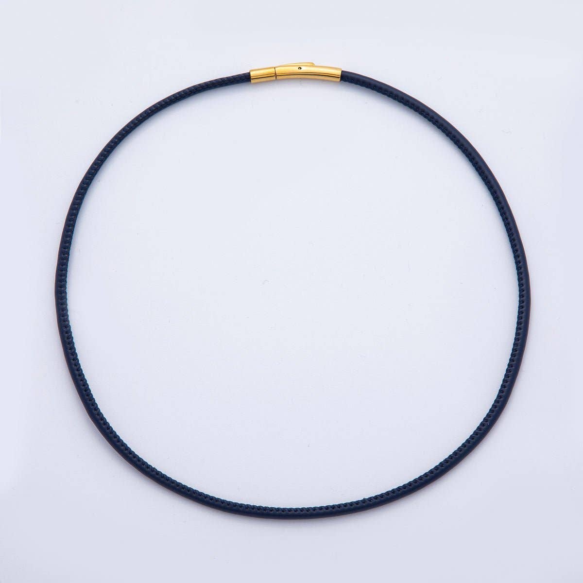 Navy Leather Cord 19" Neclace with Gold Slide