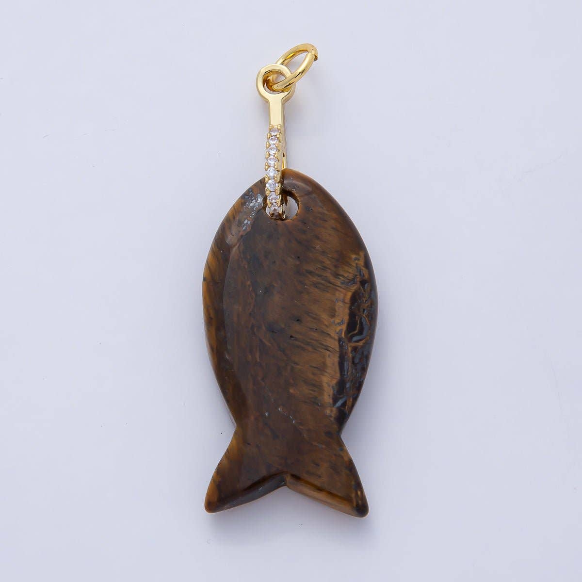 Gemstone Fish Charm - Tiger Eye
