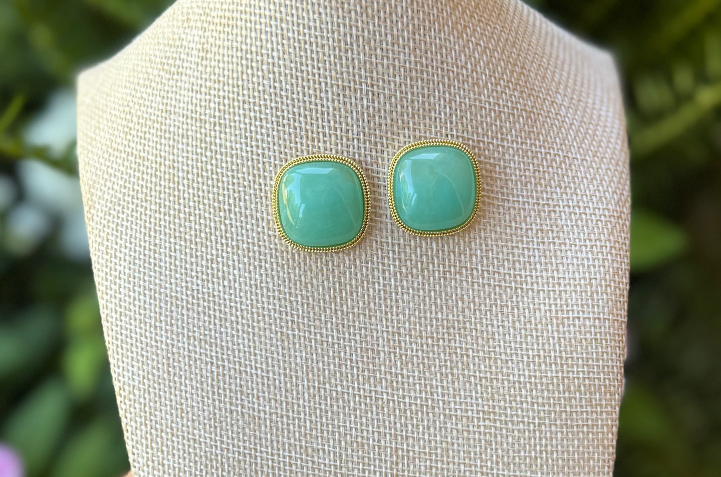 Marble Square Stone Earrings