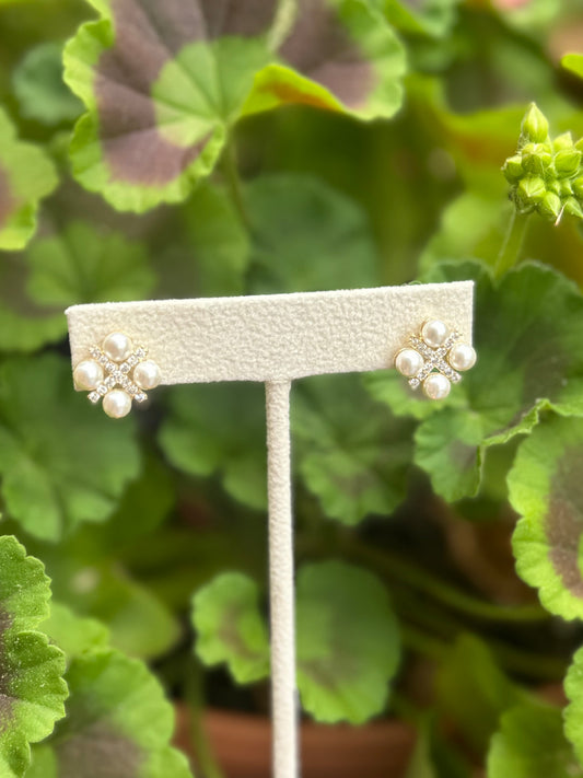 Diamond and Pearl Earrings