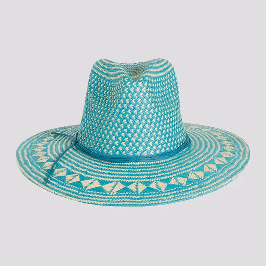 Safari Straw Sun Hat - Style Eppie - Aqua: Aqua