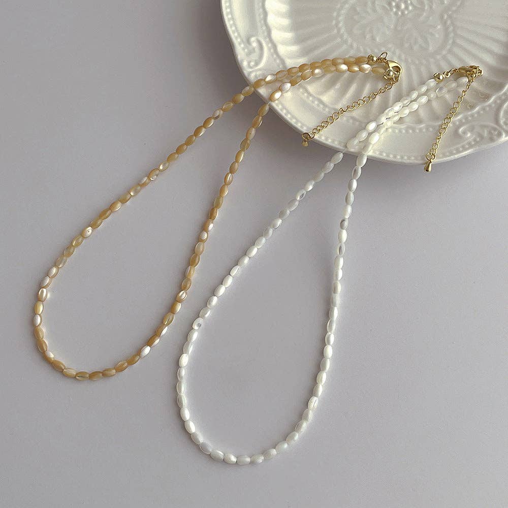 Pearl Glow Bead Choker Necklace - Cream