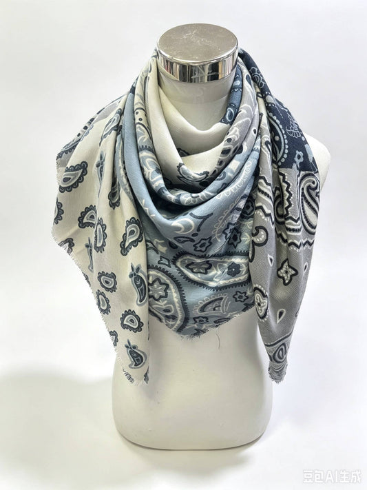 Two Tone Bandana Scarf: Blue