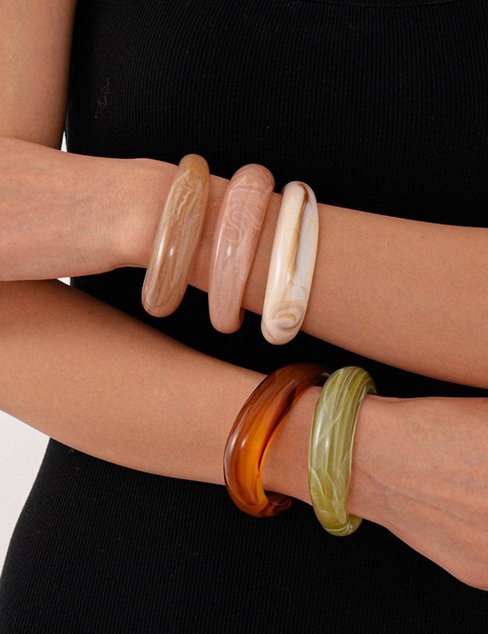 Sunset Blush Open Acrylic Bangle