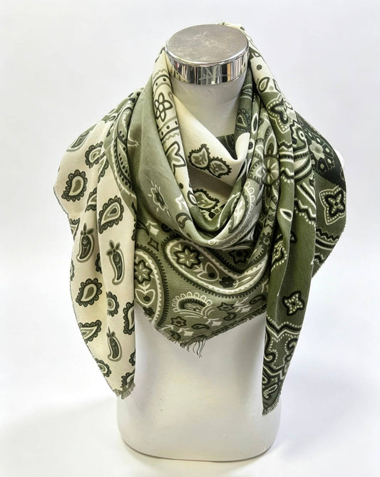 Two Tone Bandana Scarf: Green