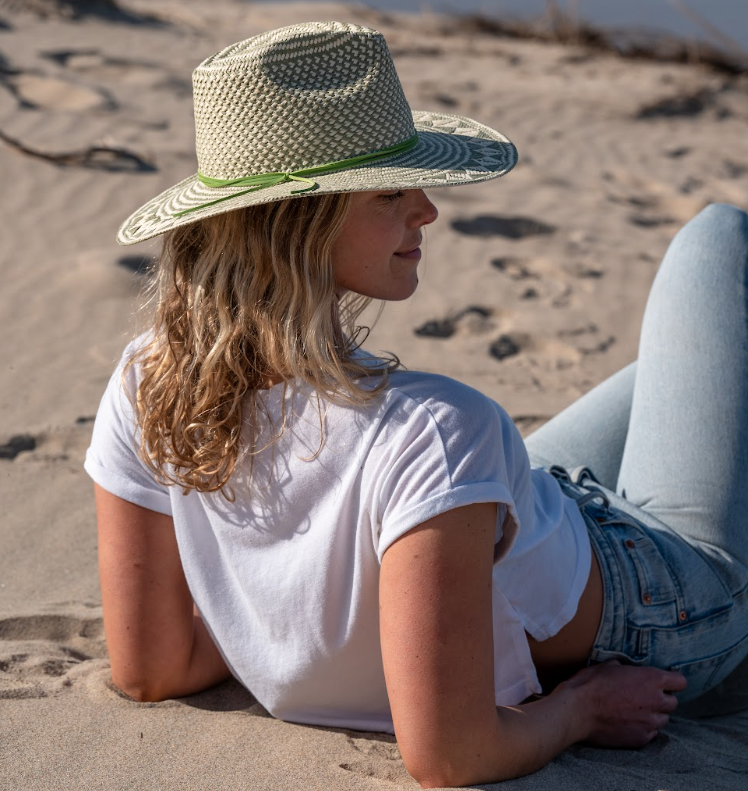 Safari Straw Sun Hat - Style Eppie: Green
