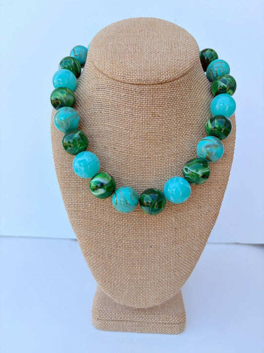 Green Blue Bauble Necklace