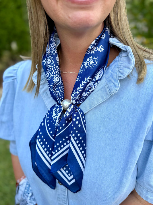 Navy Paisley Scarf
