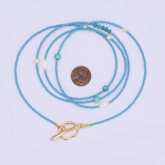 Shell Pearl Turquoise Wrap Necklace