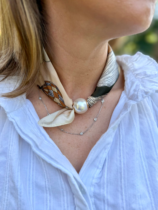 The Pearl Tie Scarf: Beige