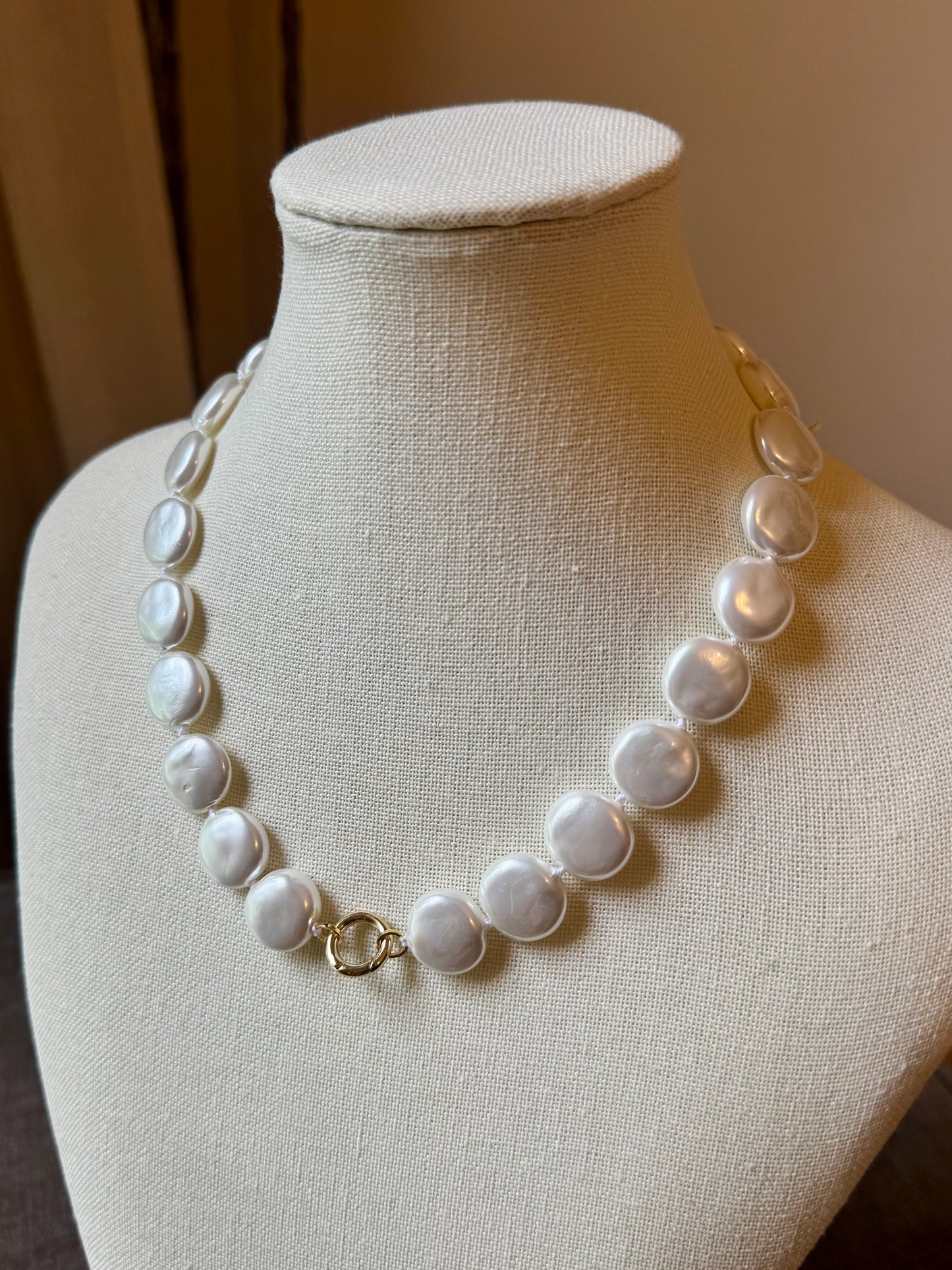 Pearl Disk Necklace