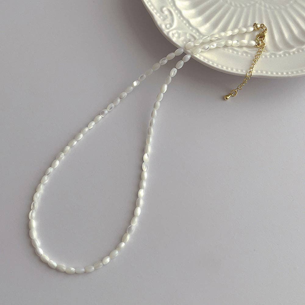 Pearl Glow Bead Choker Necklace - Cream