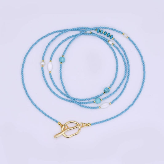 Shell Pearl Turquoise Wrap Necklace