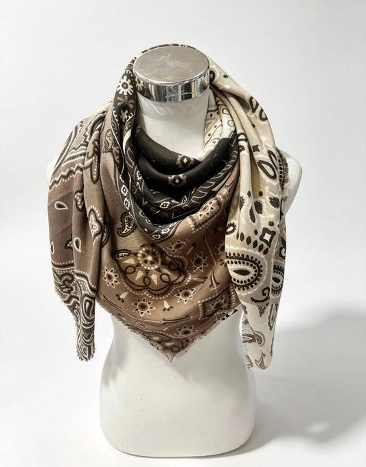 Two Tone  Bandana Scarf: Beige