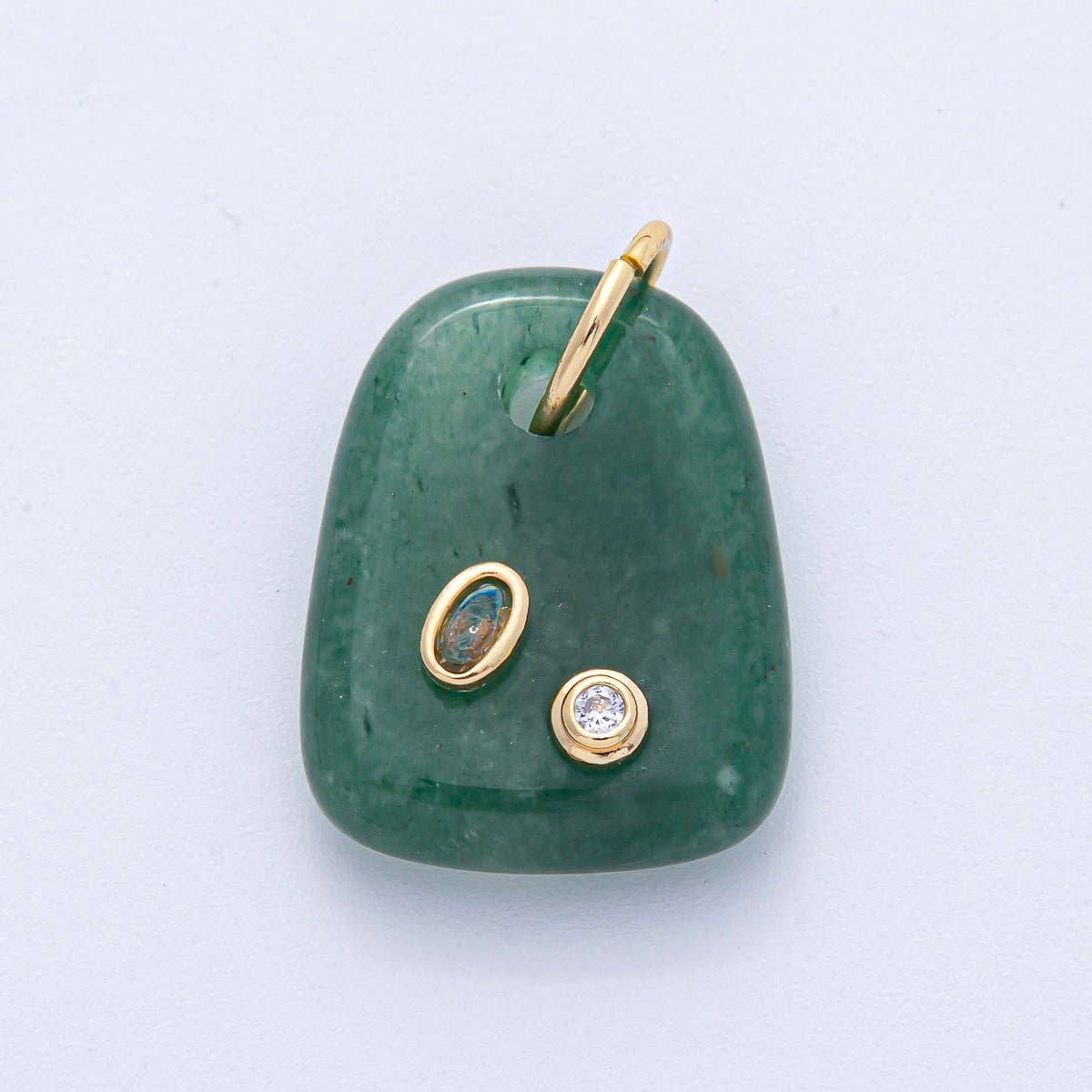 Natural Gemstone Rectangular Charm - Aventurine