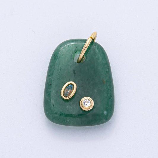 Natural Gemstone Rectangular Charm - Aventurine