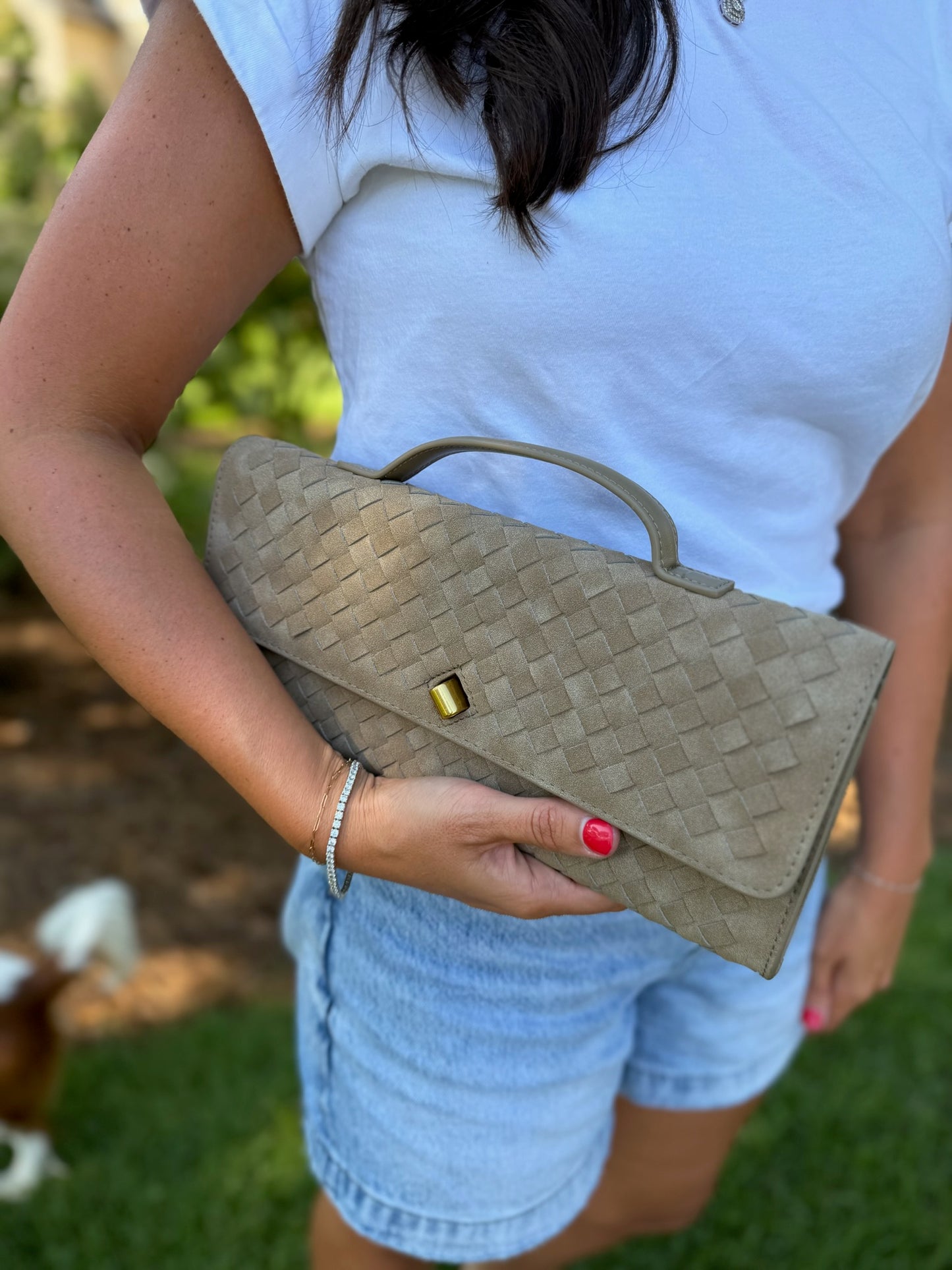 Suede Clutch - taupe