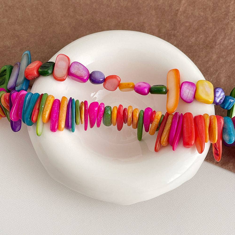 Color Splash Shell Beaded Choker Necklace