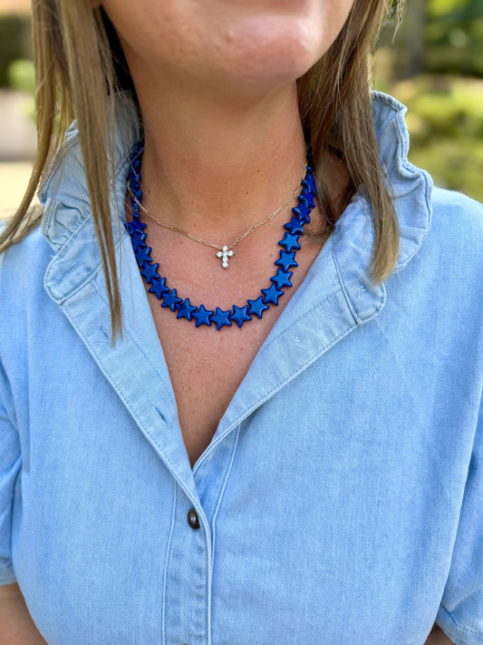 Navy Blue Star Necklace