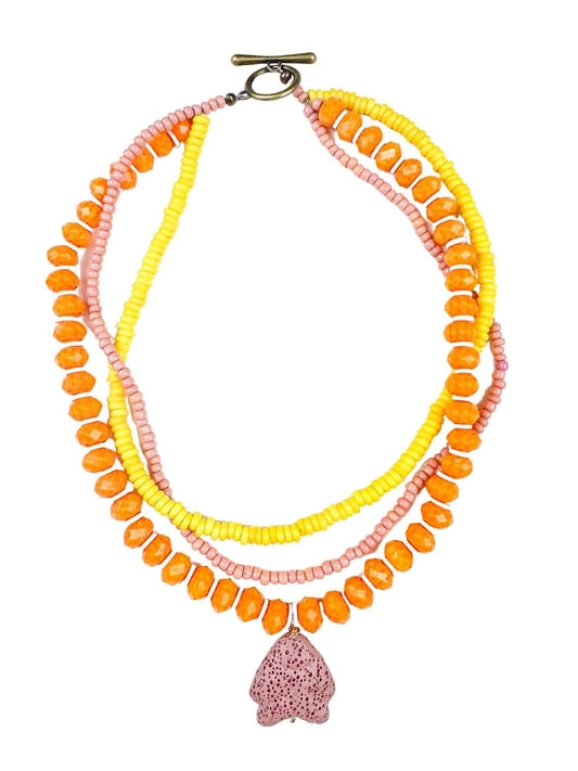 Layered Pendant Necklace | Pink Fish: 16"