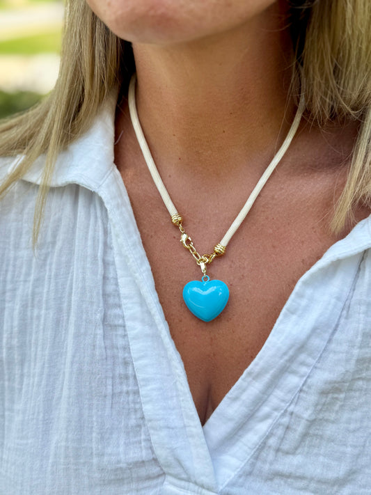 Cream Rope Hart Necklace