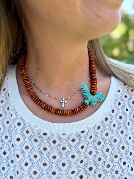 Brown & Turquoise Flight Necklace