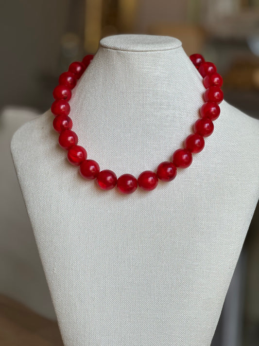 Bright Red Bubble Necklace