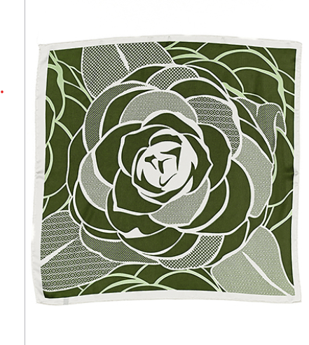 Green Patterned Silk Scarf