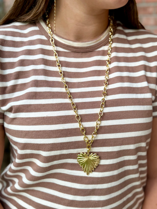 Sunburst Heart Long Necklace