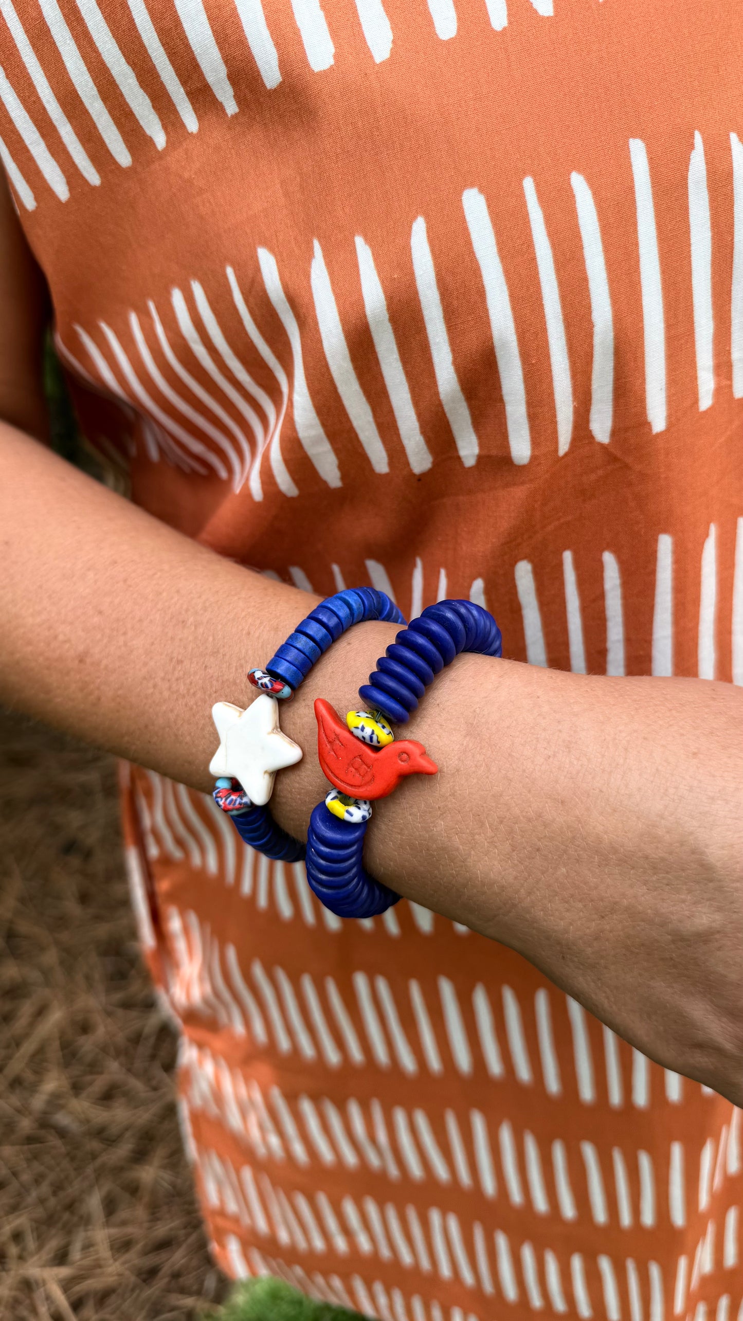 Navy bracelet with star or bird