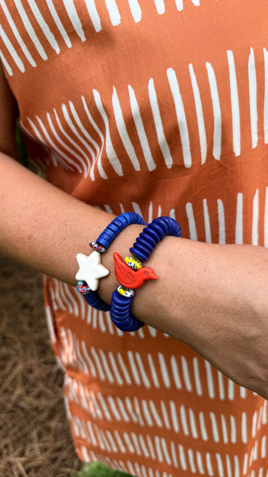 Navy bracelet with star or bird