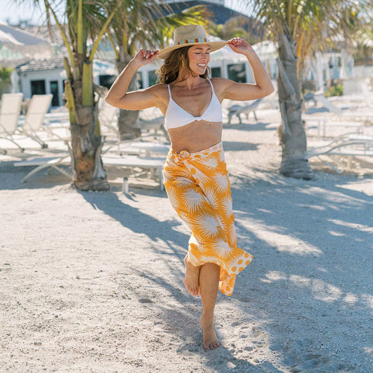Gold Palm Geo with Gold Dot Sarong