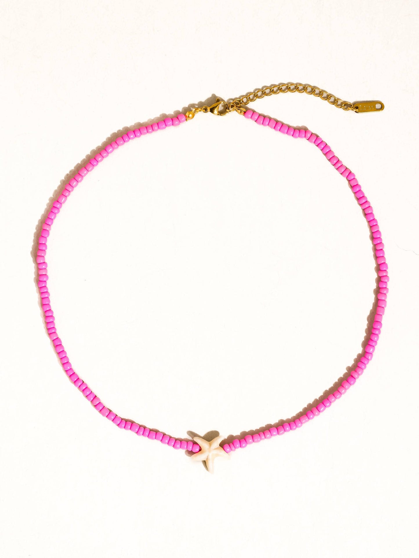 Piper 18K Gold Non-Tarnish Sea Star Beaded Necklace: Pink