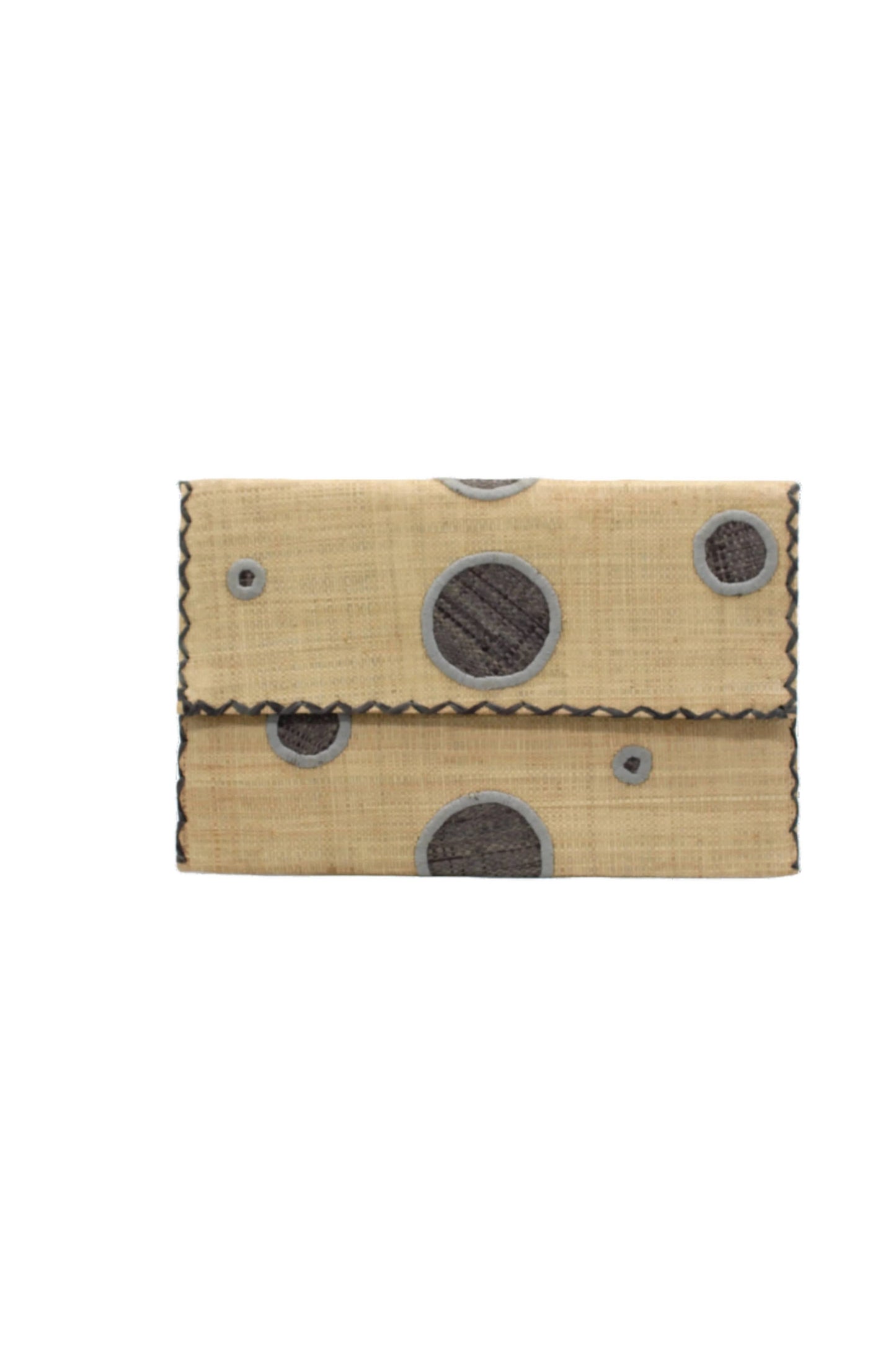Capri Polka Dot Straw Envelope Clutch Purse: Tobacco