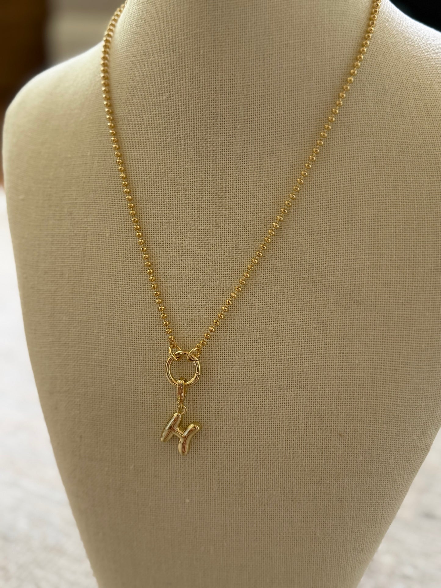Gold Beaded Charm Necklace
