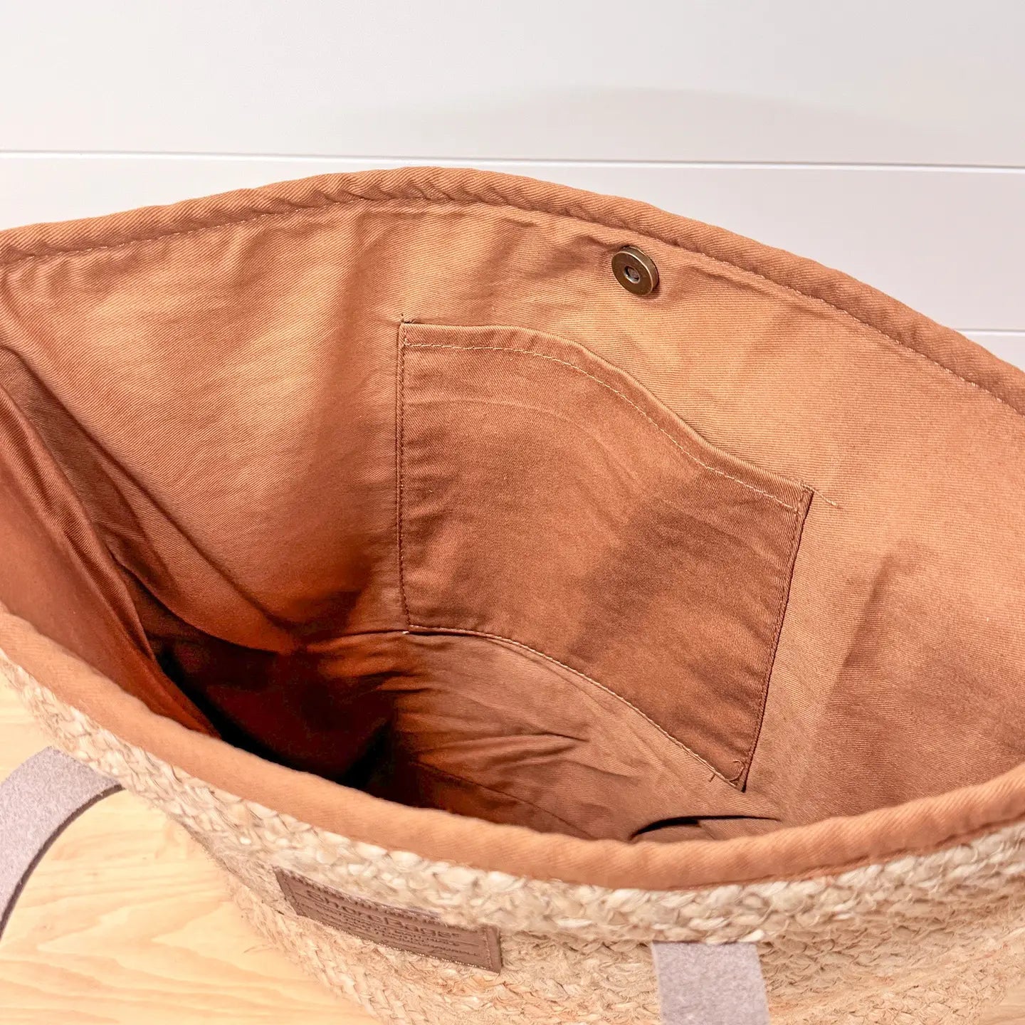 Jute Grass Natural Tote with Leather Handles