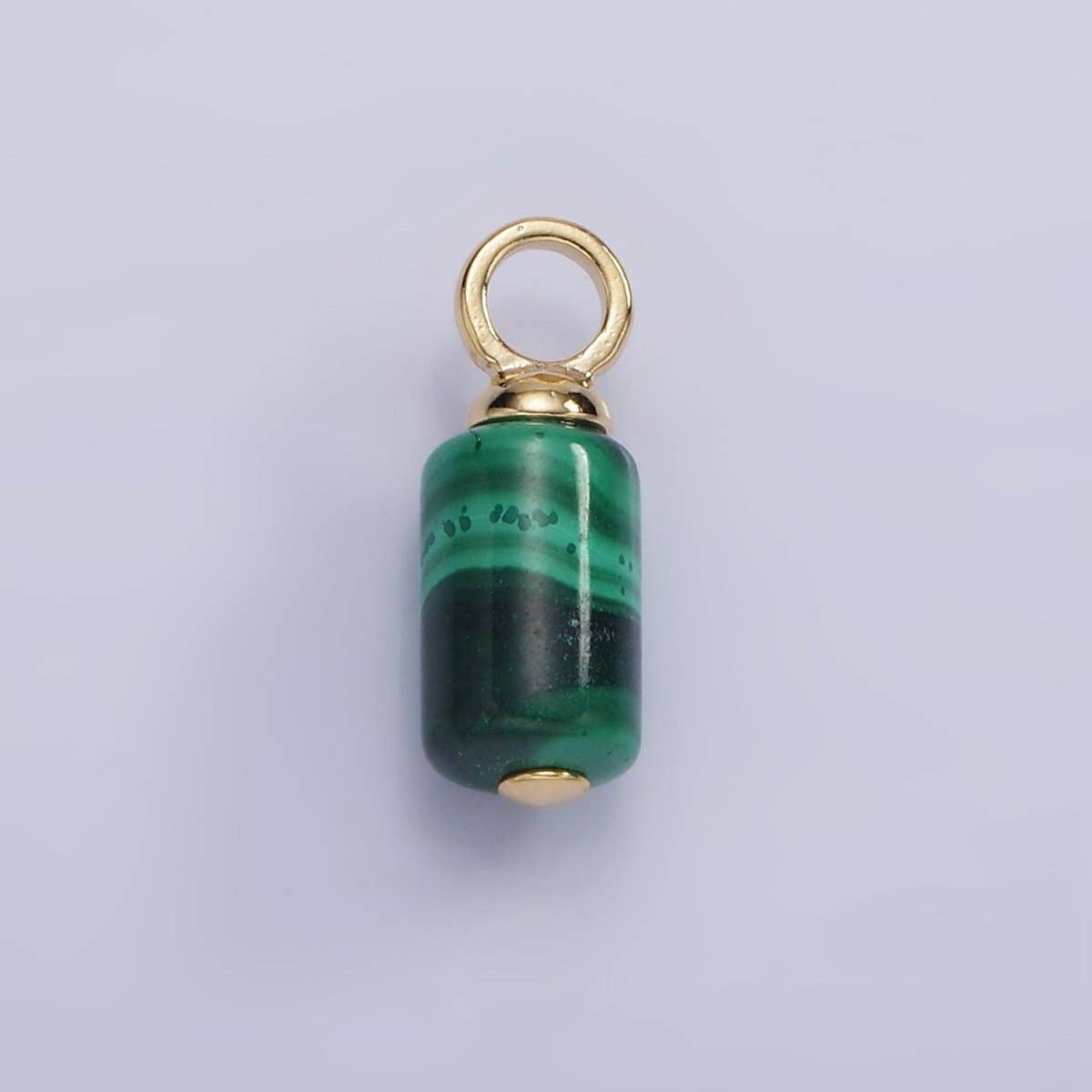 Malachite Gemstone Tube Drop Charm